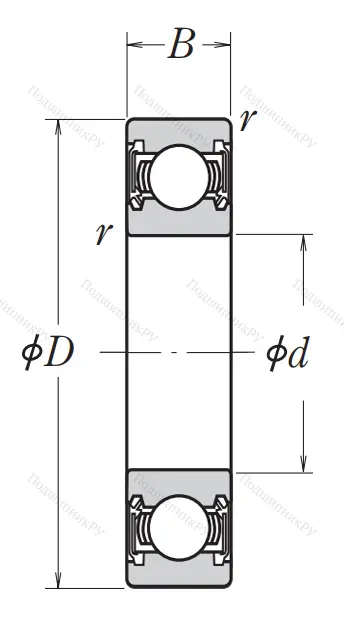 Однорядный шариковый подшипник 6318 DDU