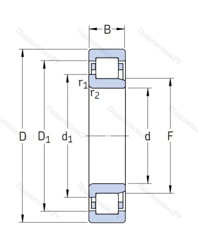 Роликовый цилиндрический подшипник NJ 2210 ECP от производителя  SKF
