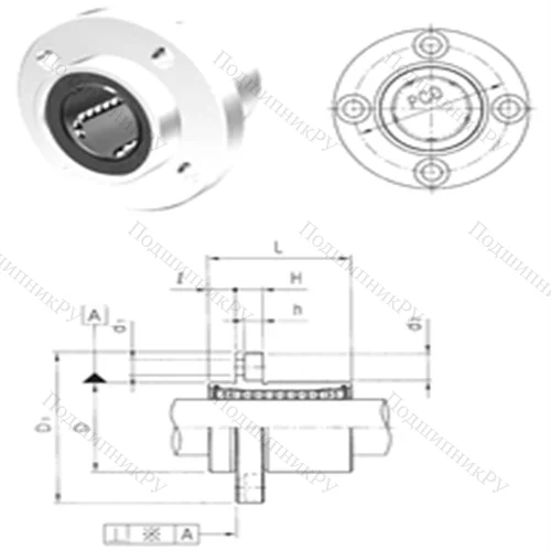 Подшипник шариковый линейный LMEFP 16UU от производителя  Samick