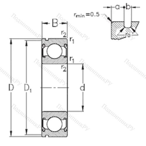 Подшипник шариковый радиальный 6303-2Z-N