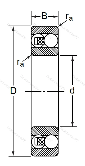 Двухрядный шариковый подшипник 1501 2RS E (2201 2RSTN) в Калининграде