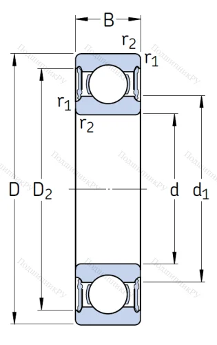 Однорядный шариковый подшипник 6017 2RS 1/C 3 от производителя  SKF Однорядный шариковый подшипник 6017 2RS 1/C 3 от производителя  SKF