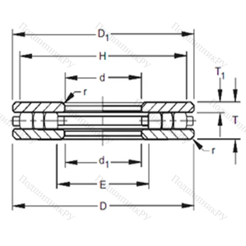 Подшипник роликовый упорный 30TP 107 от производителя  TIMKEN Подшипник роликовый упорный 30TP 107 от производителя  TIMKEN