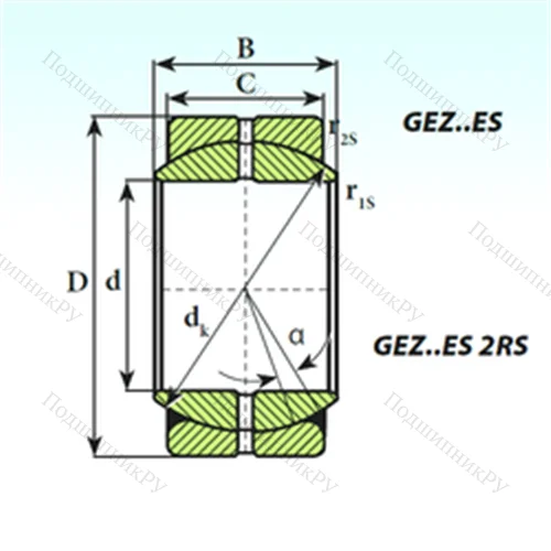 Подшипник скольжения сферический GEZ 50 ES от производителя  ISB