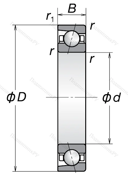 Однорядный шариковый подшипник 7009 A (46109 Л  ГОСТ) от производителя  NSK