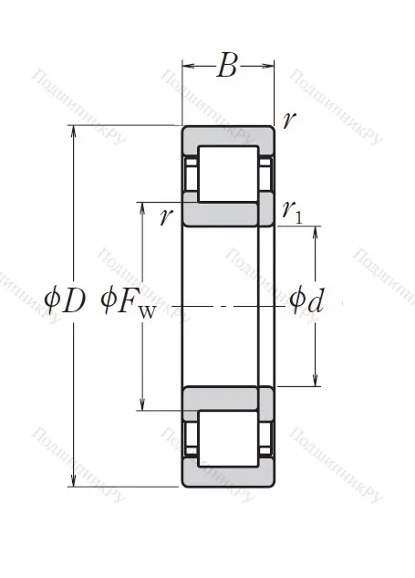 Роликовый цилиндрический подшипник NUP 216 W