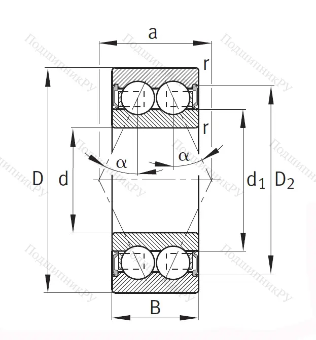 Двухрядный шариковый подшипник 30/7 B 2RSRTVH