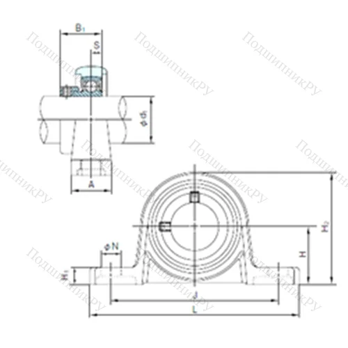 Подшипниковый узел шариковый радиальный MUP 006