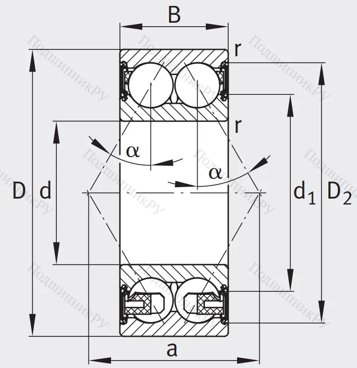 Двухрядный шариковый подшипник 3204 BD XL 2HRS TVH от производителя  FAG