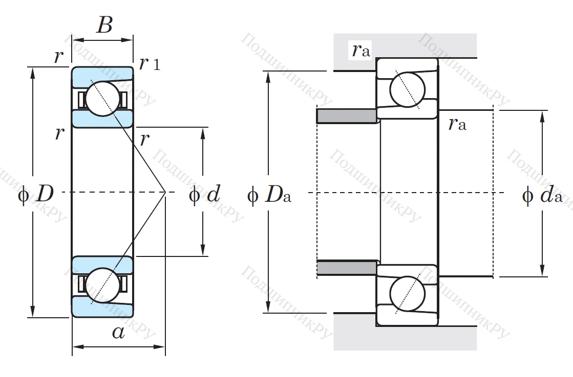 Однорядный шариковый подшипник 7017 FY (46117 Л  ГОСТ)