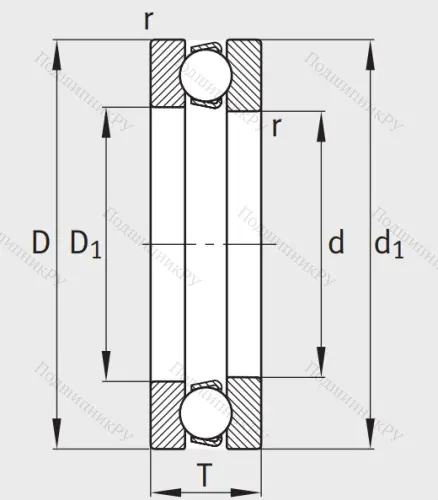 Упорный шариковый подшипник 51312 от производителя  FAG