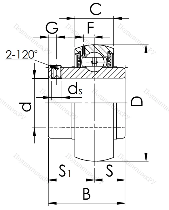 Корпусный подшипник UC 211 (480211 ГОСТ)