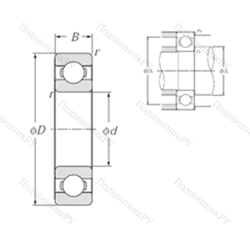 Подшипник шариковый радиальный 6808 от производителя  NTN Подшипник шариковый радиальный 6808 от производителя  NTN