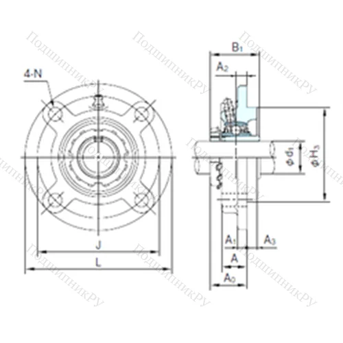 Подшипниковый узел шариковый радиальный UKFC 206+H 2306