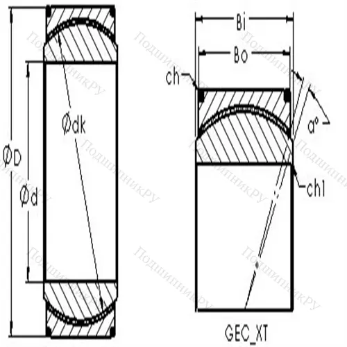 Подшипник скольжения сферический GEH 400XT