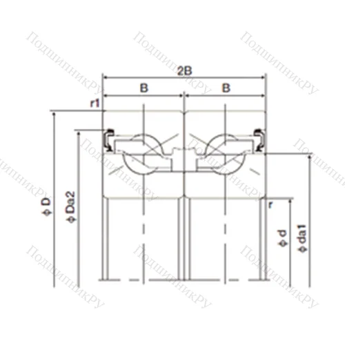 Подшипник шариковый упорно-радиальный спаренный 40TAB 07DB-2NK от производителя  NACHI