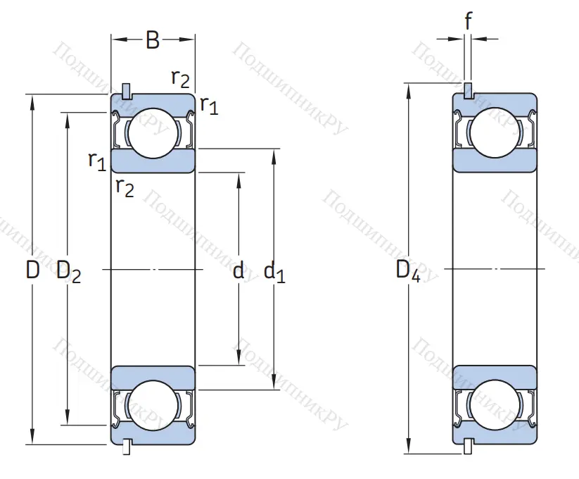 Однорядный шариковый подшипник 6211 DDU NR