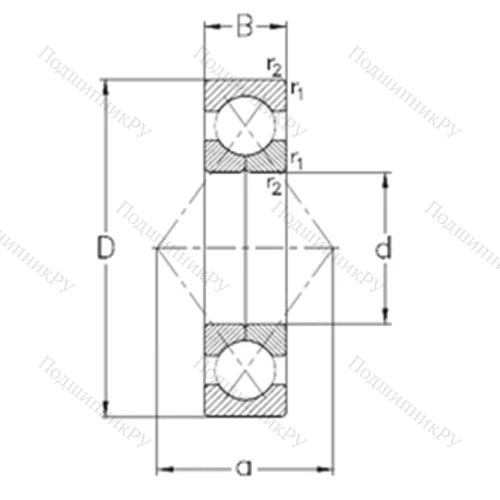 Подшипник шариковый радиально-упорный с четырёхточечным QJ 204-MPA