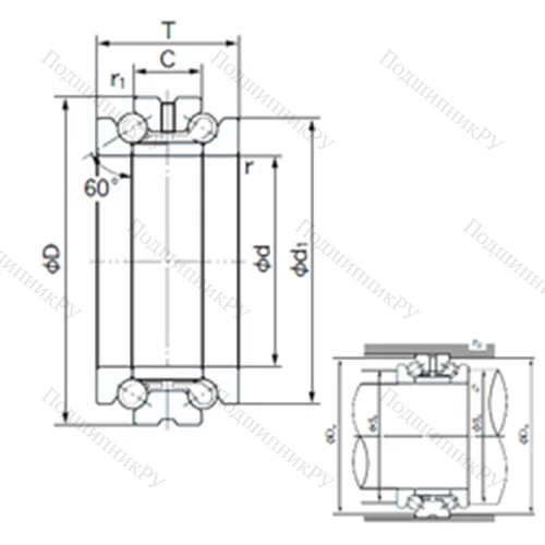 Подшипник шариковый упорно-радиальный 57TAD 20 от производителя  NACHI Подшипник шариковый упорно-радиальный 57TAD 20 от производителя  NACHI