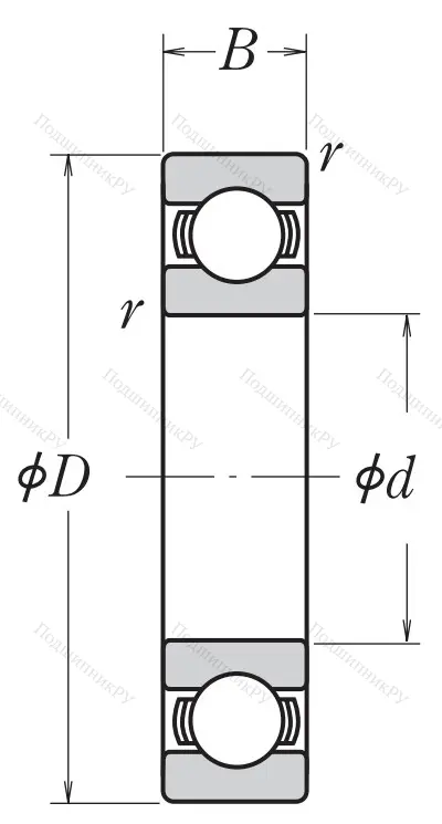Однорядный шариковый подшипник 6228 C 3