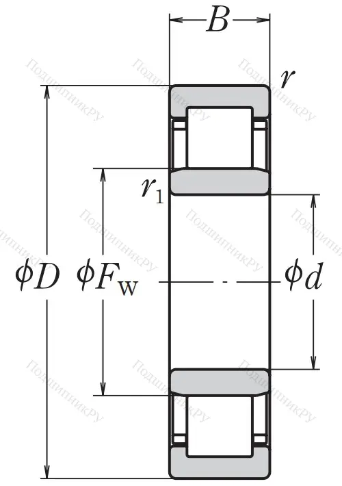 Роликовый цилиндрический подшипник NU 212 EW C 3