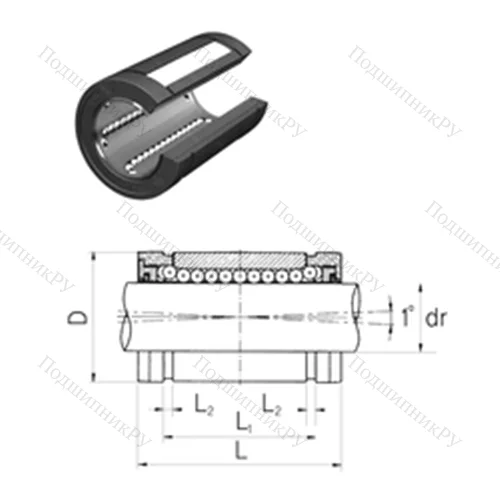 Подшипник шариковый линейный LMBS 24UUOP от производителя  Samick