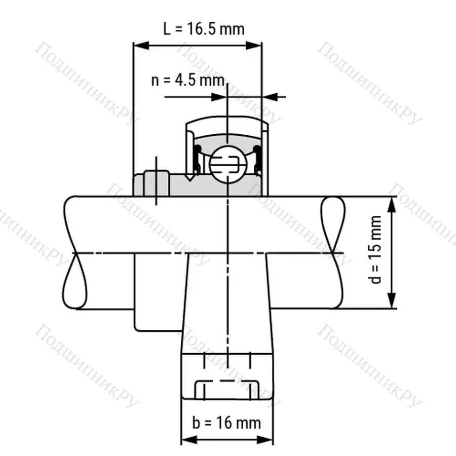 Подшипниковый узел KP 002-ST - Вал: 15 мм