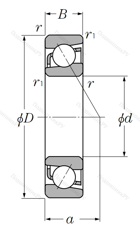 Однорядный шариковый подшипник 7007