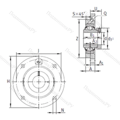 Подшипниковый узел шариковый радиальный RME 45