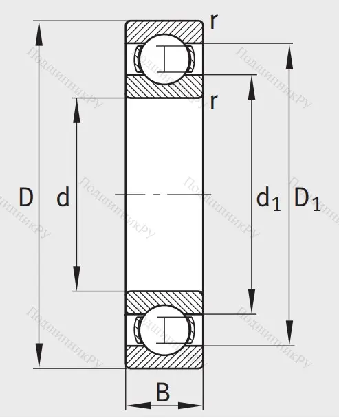 Однорядный шариковый подшипник 6220 C 3