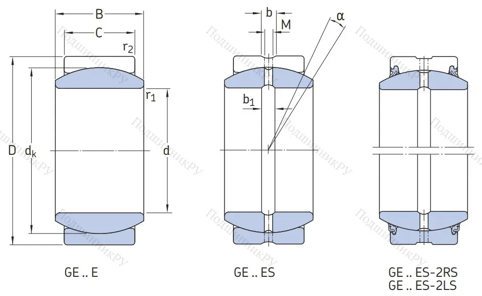 Шарнирный подшипник GE 15 ES 2RS от производителя  SKF