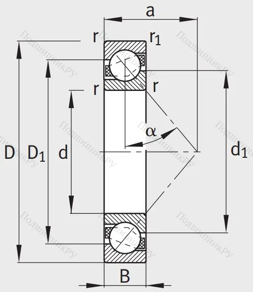 Однорядный шариковый подшипник 7200 B XL TVP