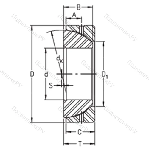 Подшипник скольжения сферический GE 55SX от производителя  TIMKEN Подшипник скольжения сферический GE 55SX от производителя  TIMKEN