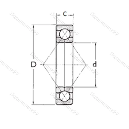 Подшипник шариковый радиально-упорный с четырёхточечным QJ 316