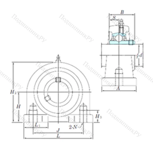 Подшипниковый узел шариковый радиальный UCPA 206-19