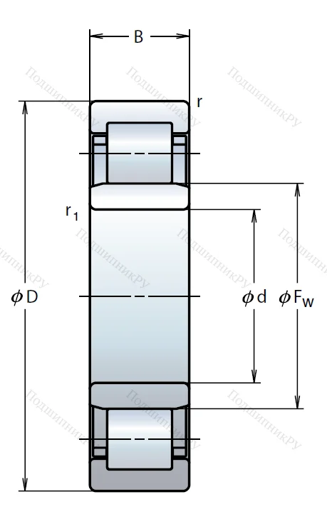 Роликовый цилиндрический подшипник NU 313 ET C 3