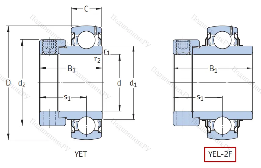 Корпусный подшипник YEL 204-2F в Калининграде