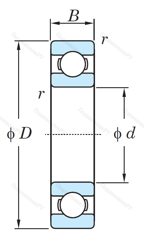 Однорядный шариковый подшипник 6317