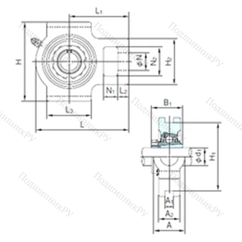 Подшипниковый узел шариковый радиальный UKT 317+H 2317