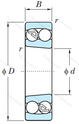 Двухрядный шариковый подшипник 2308 K MG