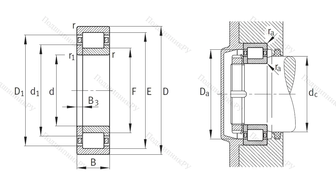 Роликовый цилиндрический подшипник NUP 2310 EM 1.C 3