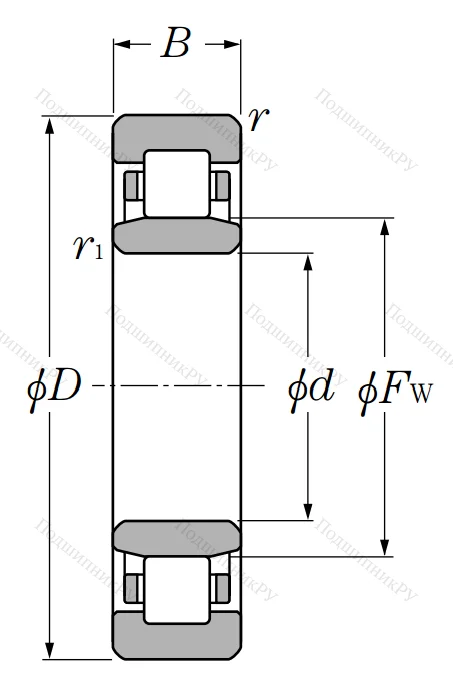 Роликовый цилиндрический подшипник NU 2214