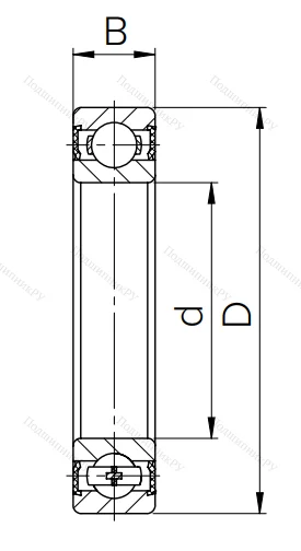 Шариковый однорядный подшипник 180207 (6207 2RS)