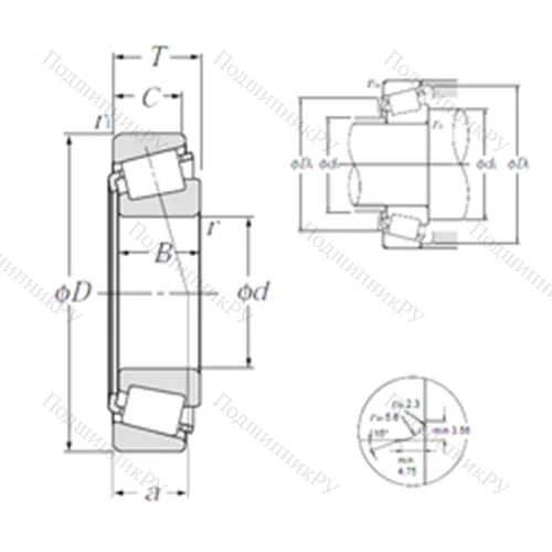 Подшипник роликовый радиально-упорный 4T-LM 67048/LM 67010 от производителя  NTN Подшипник роликовый радиально-упорный 4T-LM 67048/LM 67010 от производителя  NTN