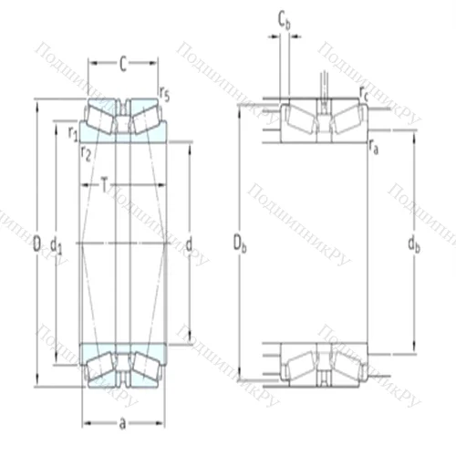 Подшипник роликовый радиально-упорный спаренный