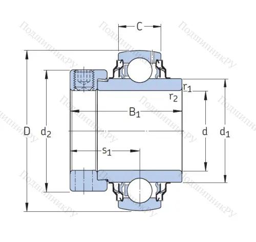 Корпусный подшипник YEL 208-2RF/VL 065
