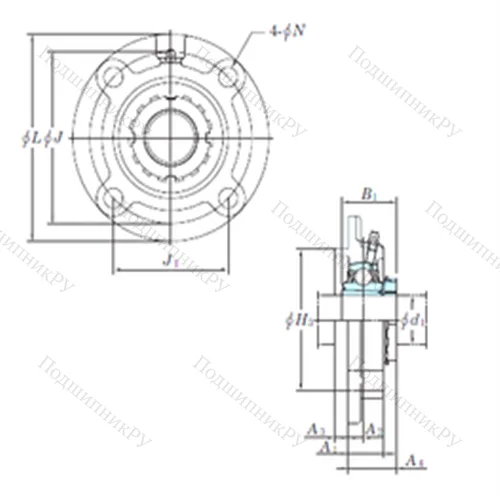 Подшипниковый узел шариковый радиальный UKFCX 07