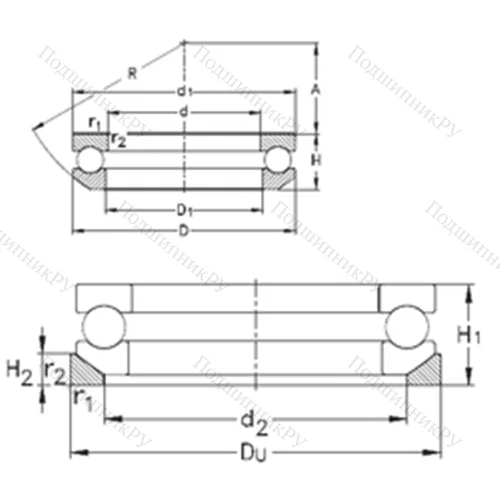 Подшипник шариковый упорный 53412- MP+U 412 от производителя  NKE Подшипник шариковый упорный 53412- MP+U 412 от производителя  NKE