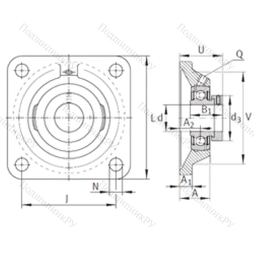 Подшипниковый узел шариковый радиальный PCJ 1-15/16