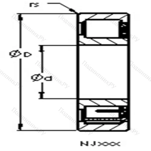 Подшипники роликовые радиальные с цилиндрическими роликами NJ 2212 E от производителя  AST
